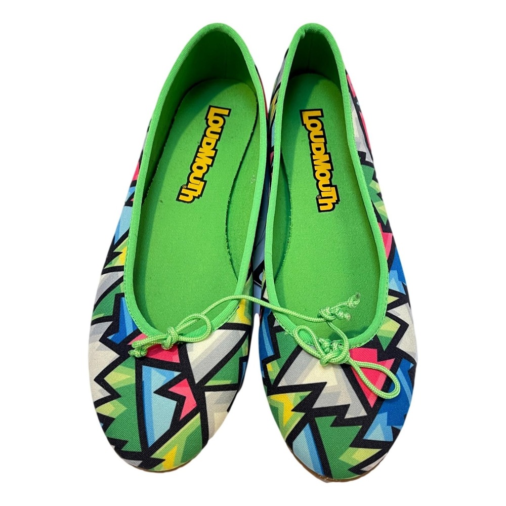 Loudmouth Bella Ballet Womans Shoes Size 11 Flats Green Psychedelic New